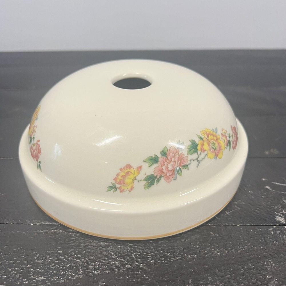 ViTG Set of 2 Floral Ceramic Lamp Shades Candle Toppers Dome Cottage Decor
